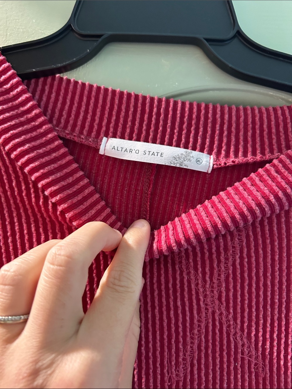 Altar'd State Ribbed Crew Sweater - Raspberry - Picture 2 of 2
